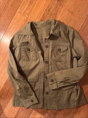 Woven Utility Jacket in Olive Green